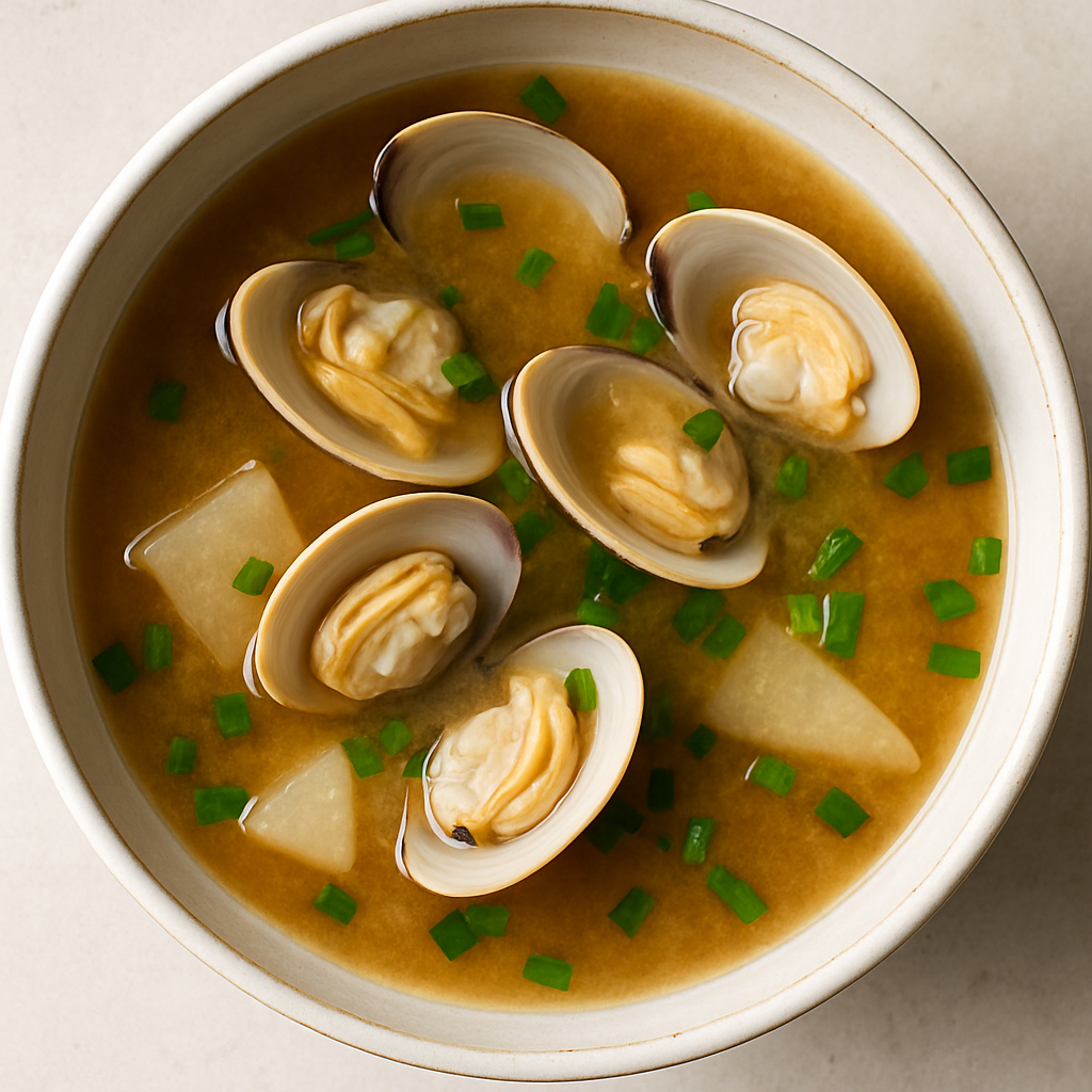 Sopa de Miso con Almejas Manila