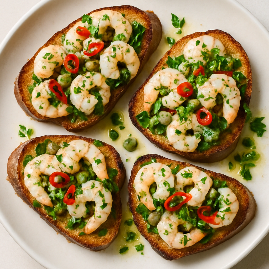 Herb-and-Chili Shrimp Toasts
