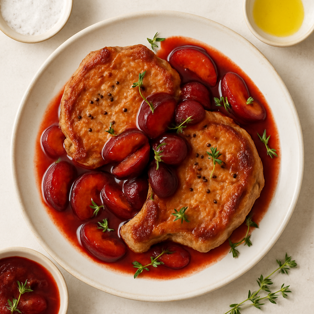 Pork Chops With Warm Plum Sauce