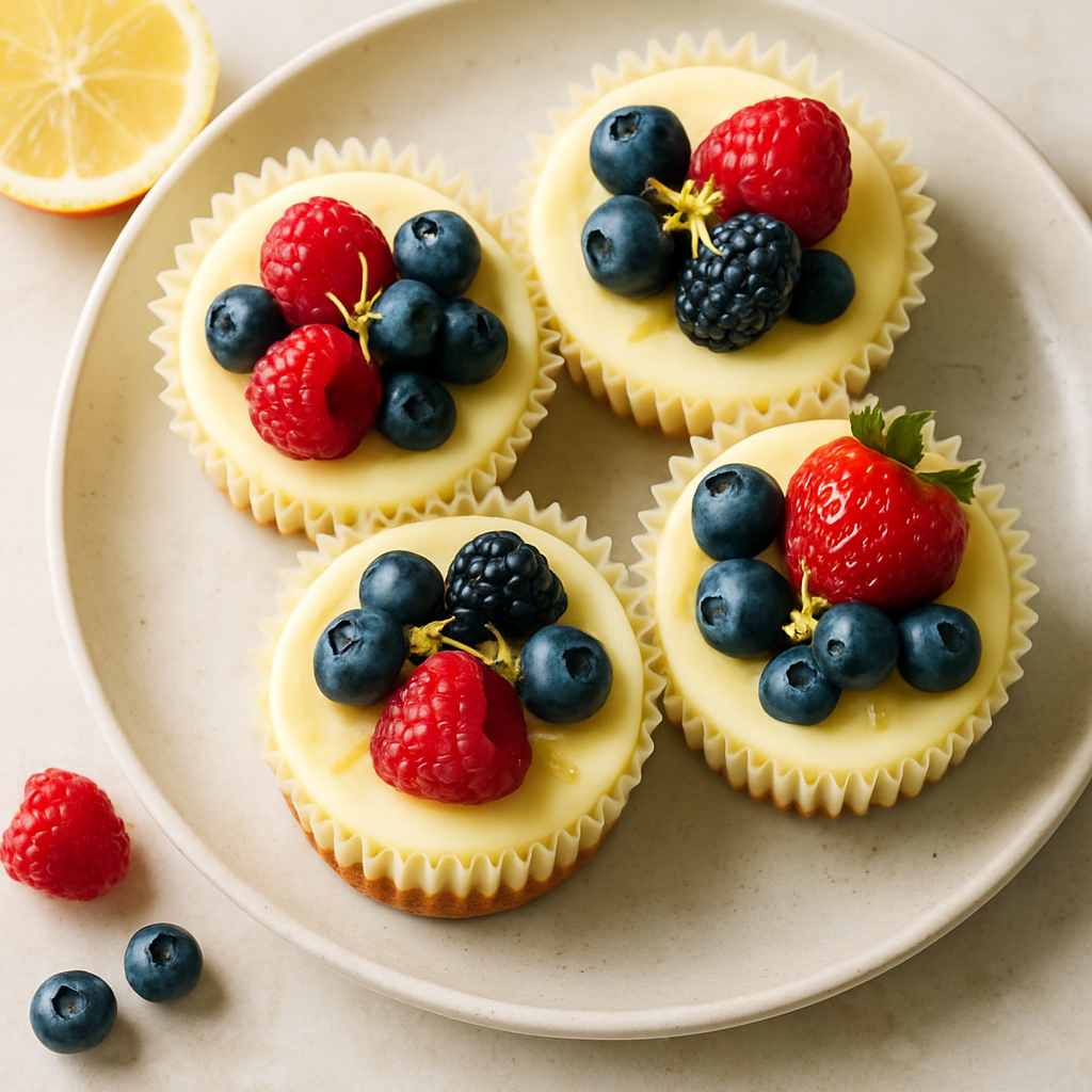 Mini Lemon Cheesecakes with Fresh Berries