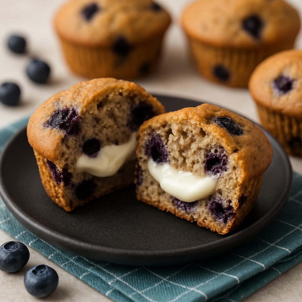 Blueberry Pancake Muffins with Cream Cheese Filling