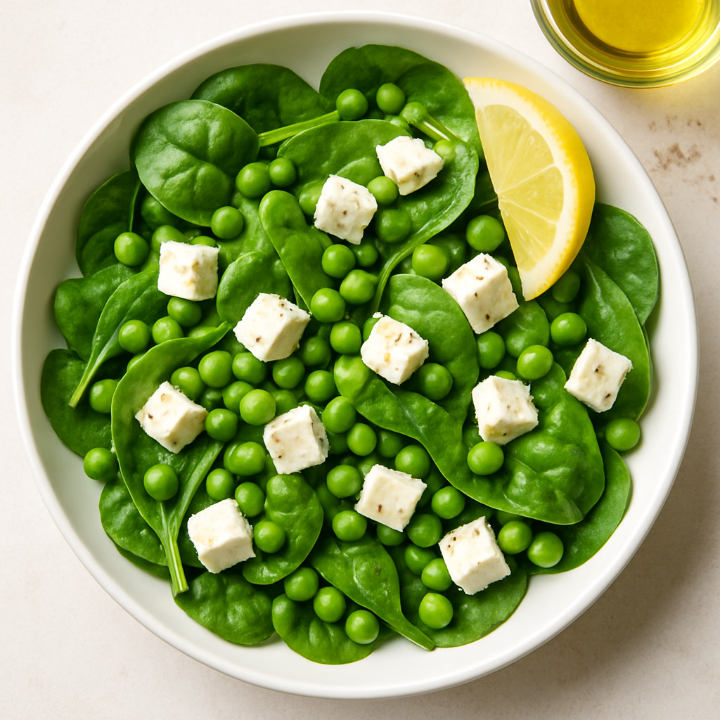 Spinach, Pea, and Feta Cheese Salad