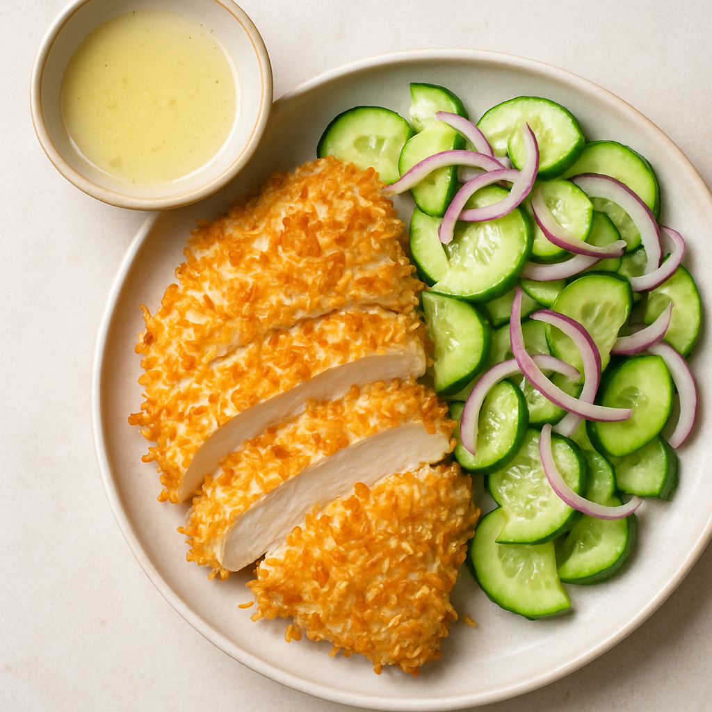 Pollo con Coco y Ensalada de Pepino