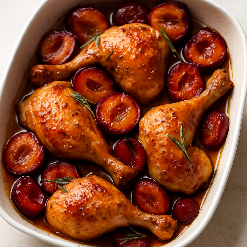 Roasted Chicken and Plums