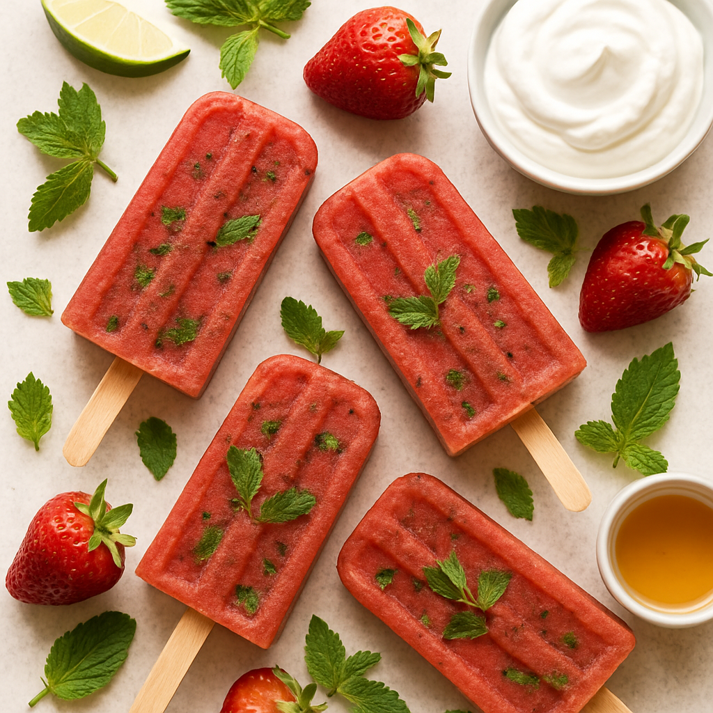 Paletas de Fresa con Alcohol — Estilo Mojito