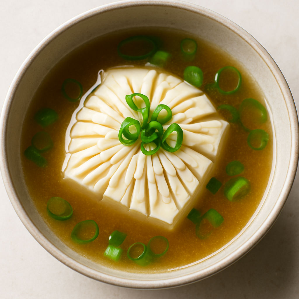 Tofu de Crisantemo en Sopa de Miso
