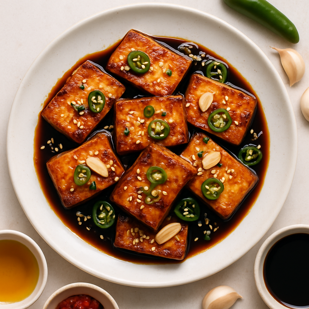 Pan-Fried Tofu with Dark Sweet Soy Sauce