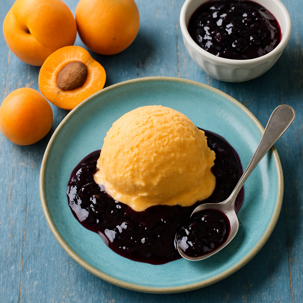 Apricot Sherbet with Black Currant Sauce