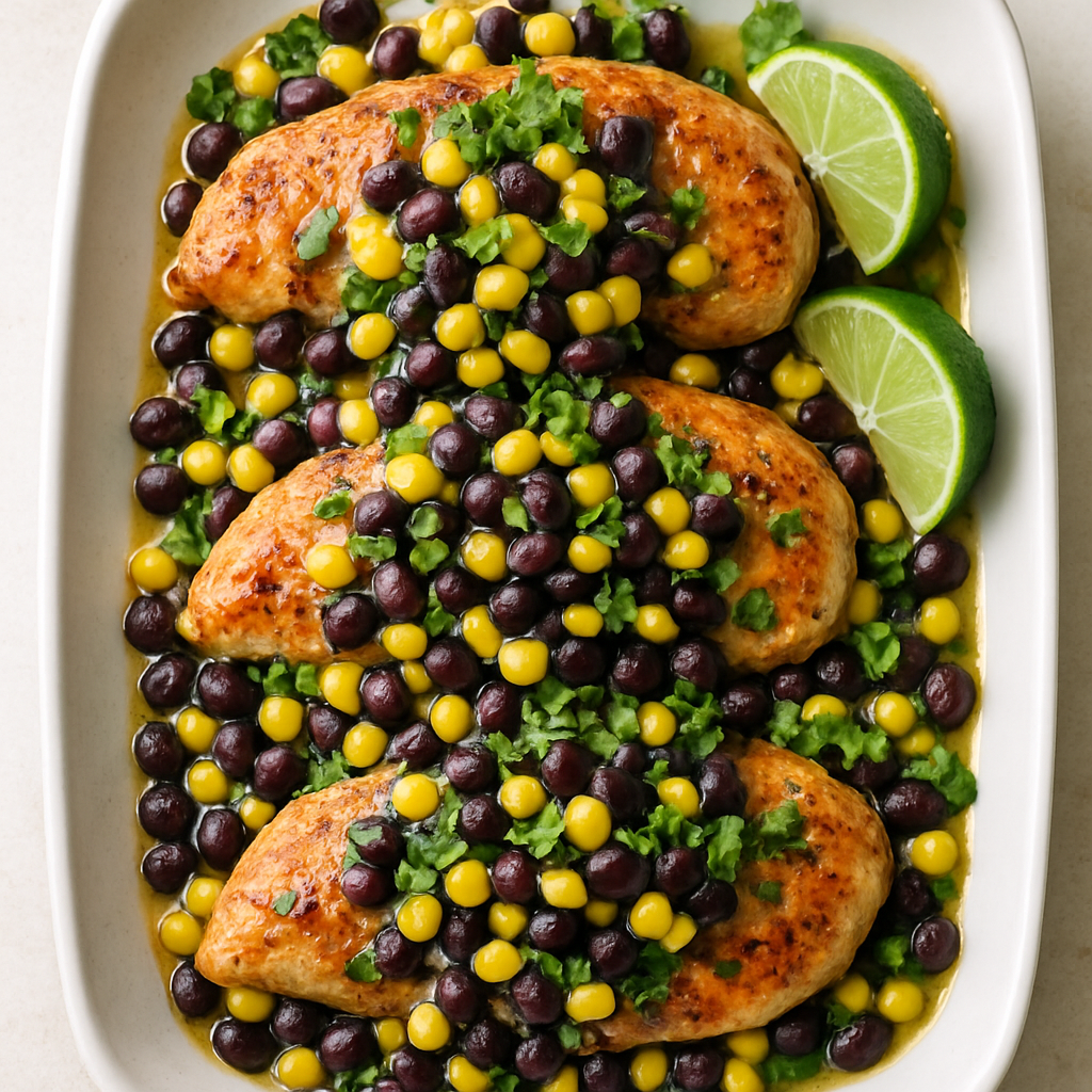 One Pot Cilantro Lime Chicken with Corn and Black Beans