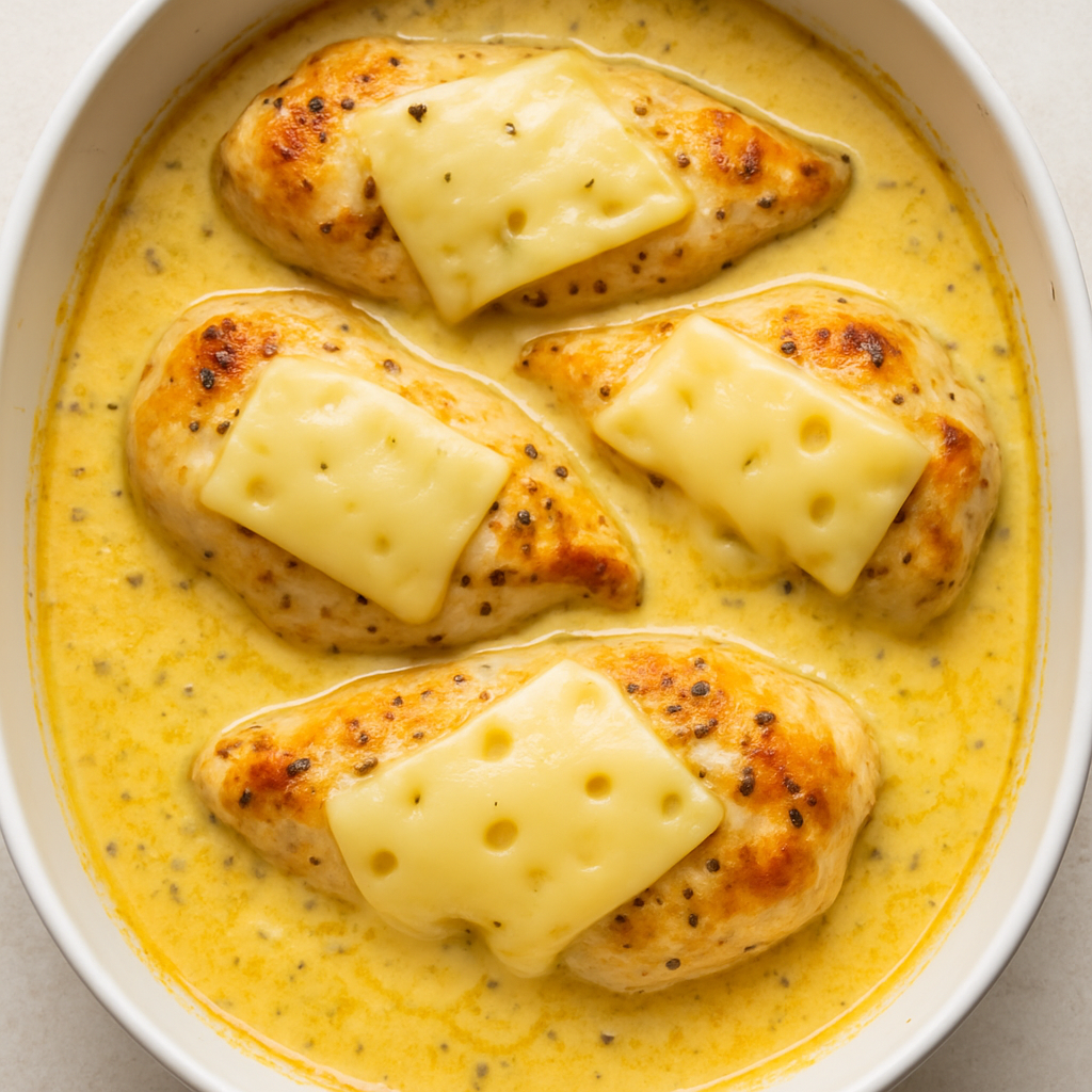Baked Chicken with Cheese and Cream Sauce