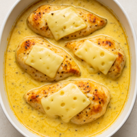 Baked Chicken with Cheese and Cream Sauce
