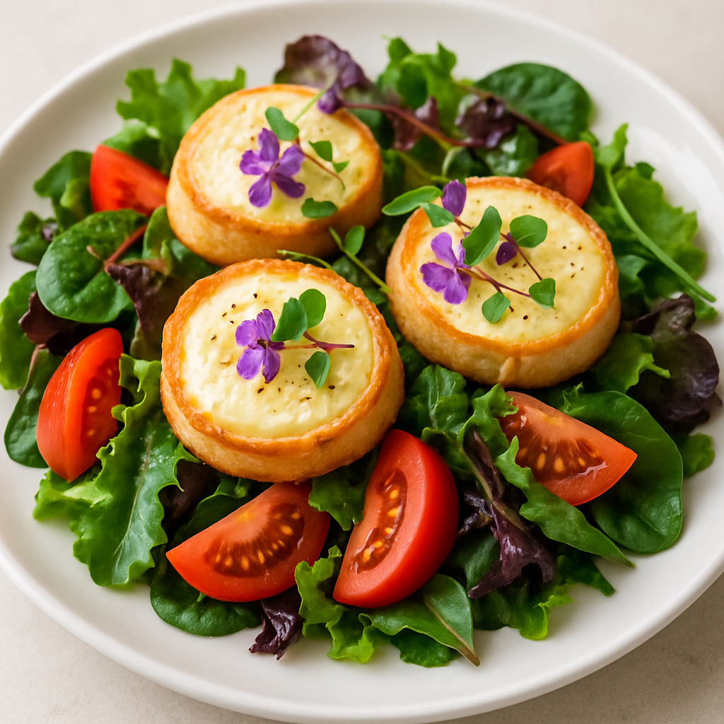 Ensalada con Queso de Cabra Caliente en Pan Tostado