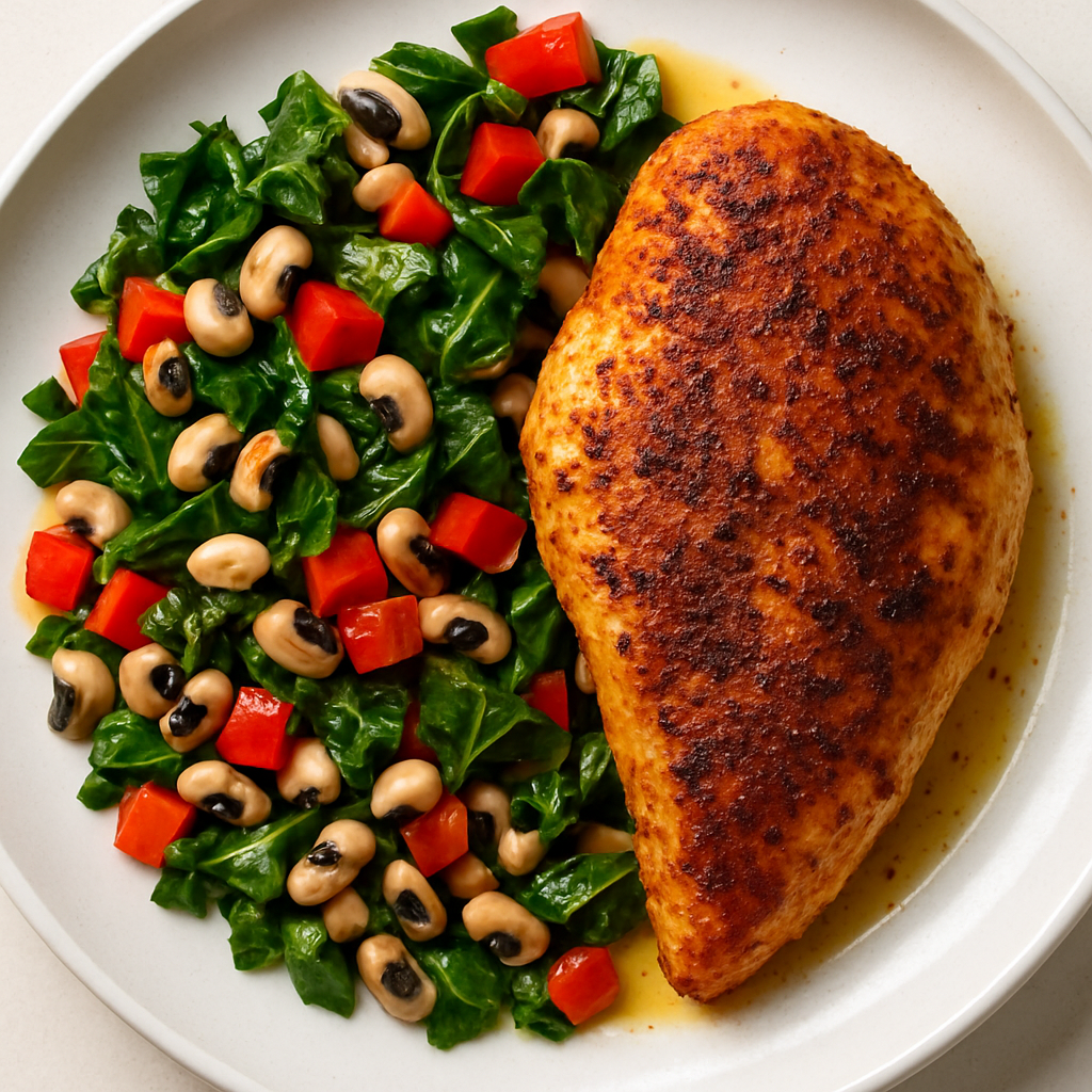 Cajun Chicken With Collard Greens