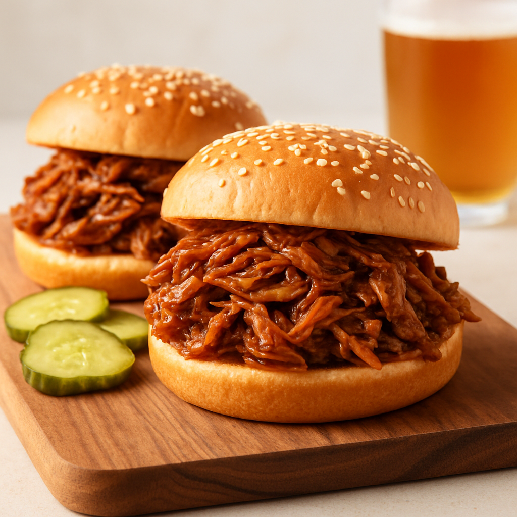 Slow Cooker Pulled Pork with Bourbon-Peach Barbecue Sauce