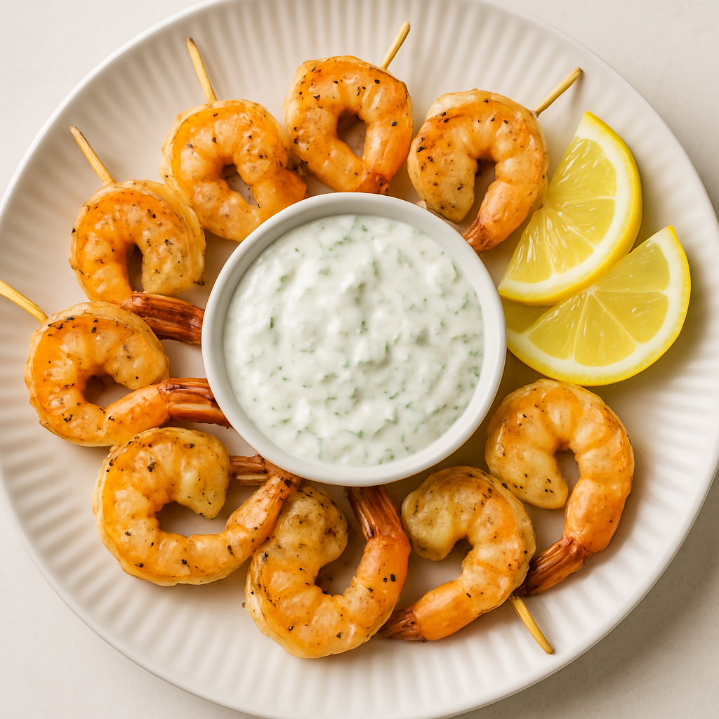 Camarones Griegos con Salsa Tzatziki