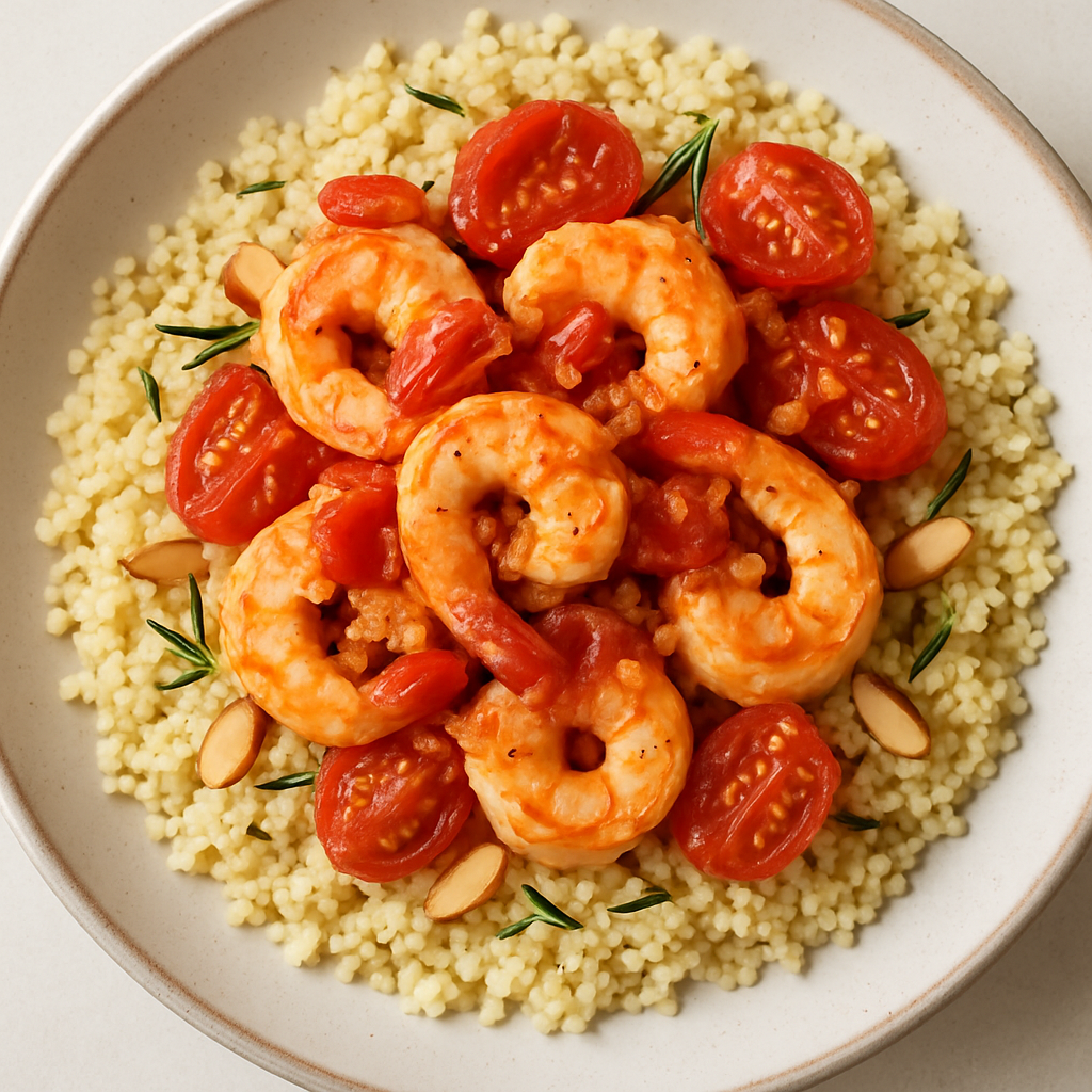 Rosemary Couscous With Garlicky Shrimp & Tomatoes