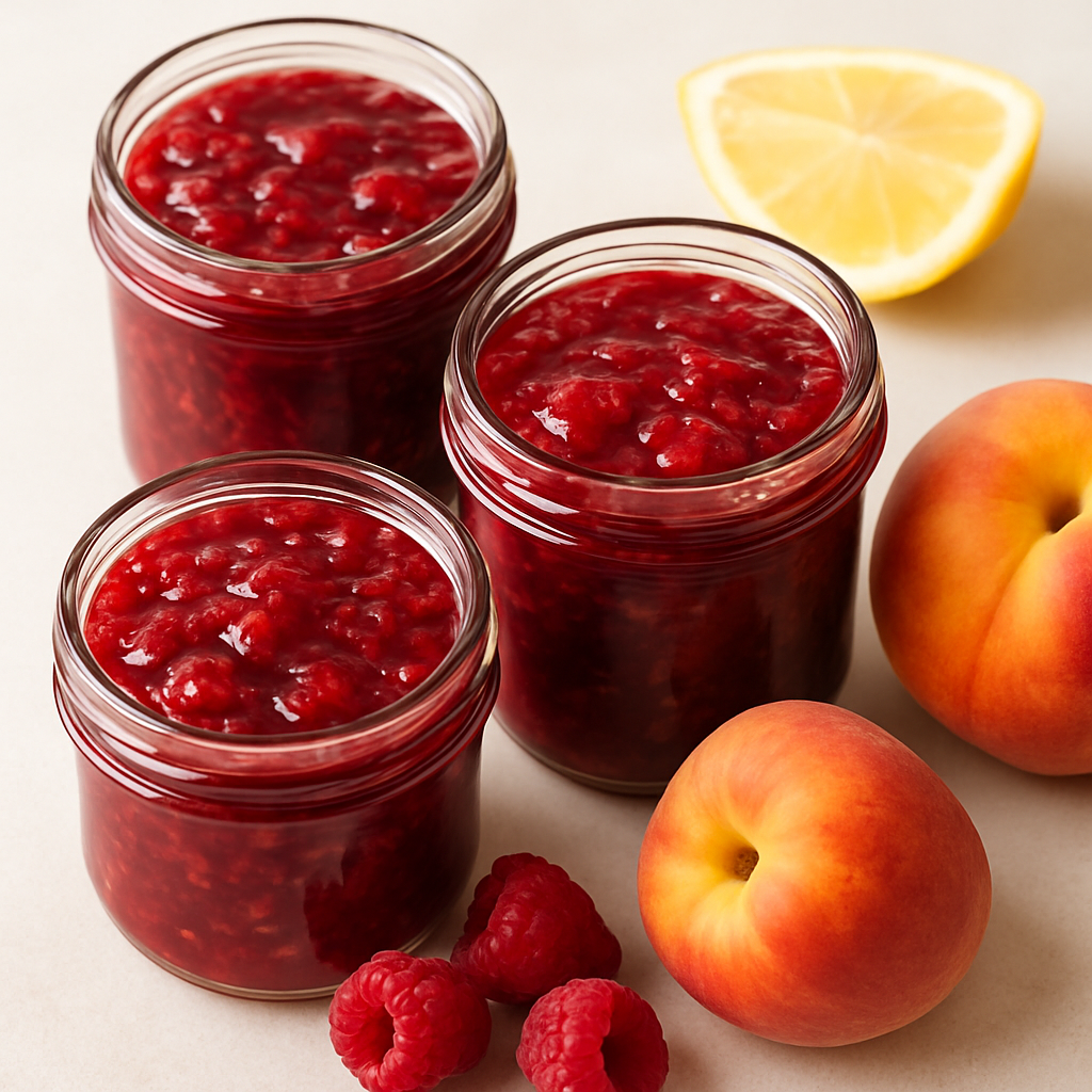 No Pectin Peach Raspberry Jam