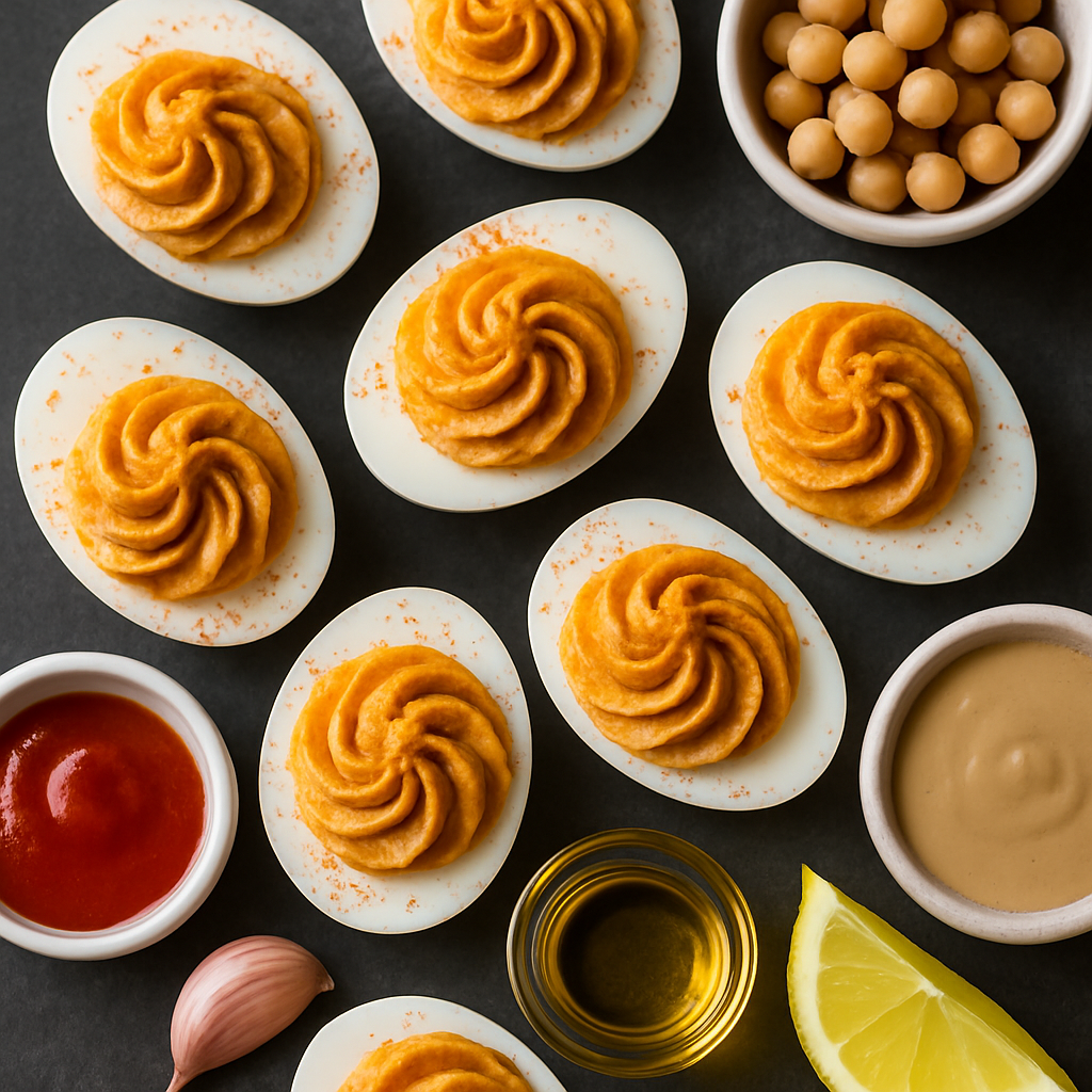 Hummus Sriracha Deviled Eggs