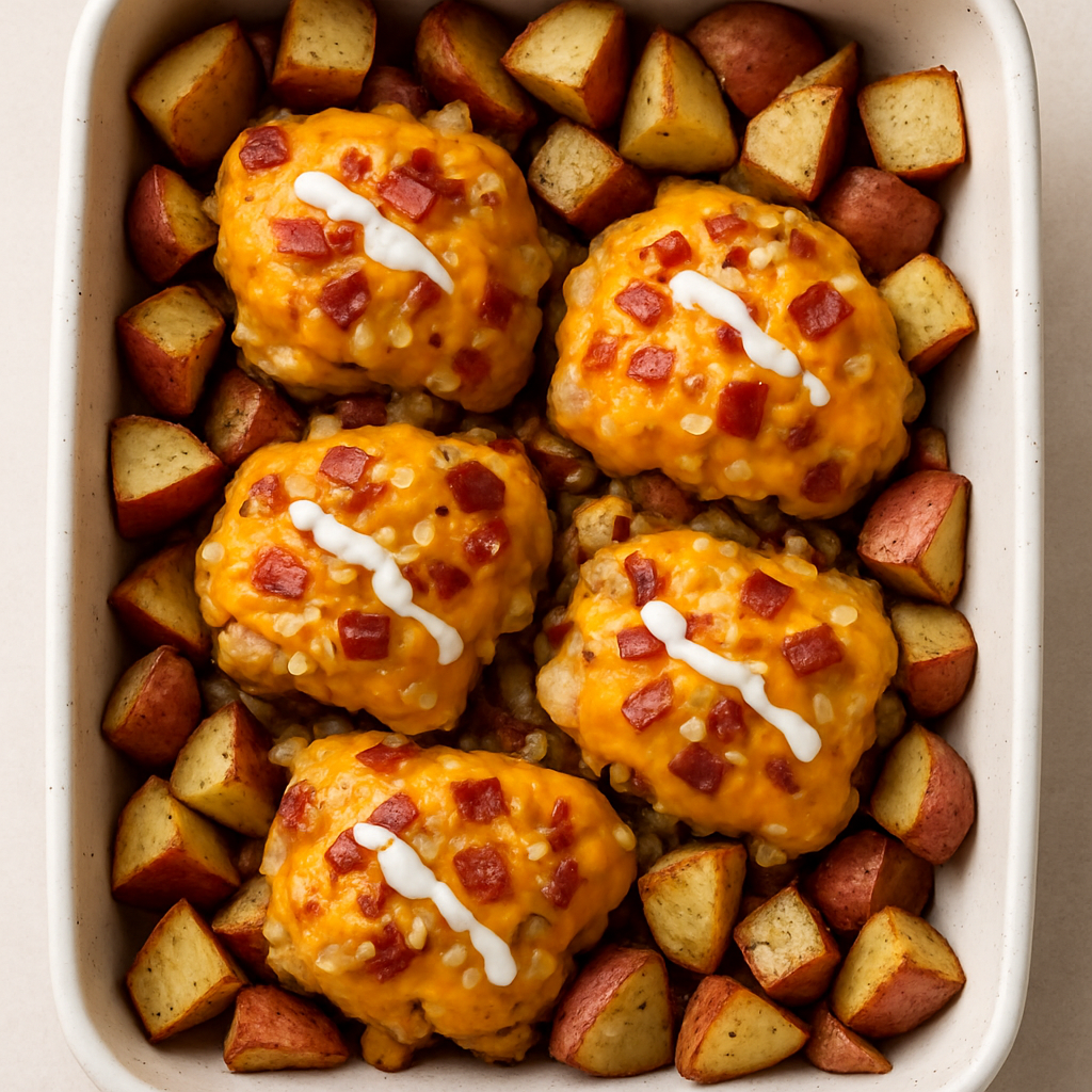 Muslos de Pollo Simple con Papas Rojas Asadas
