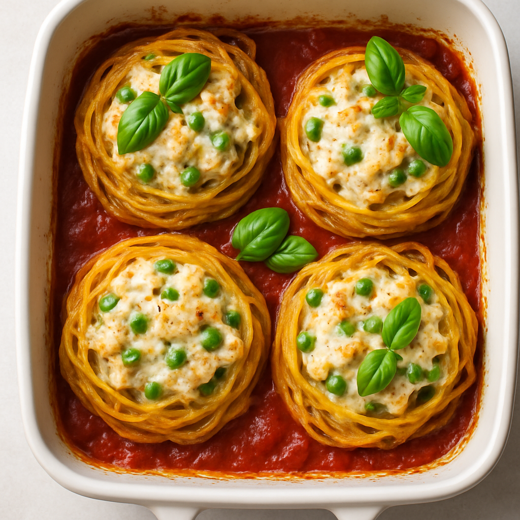 Nidos de Pasta Rellenos de Pollo