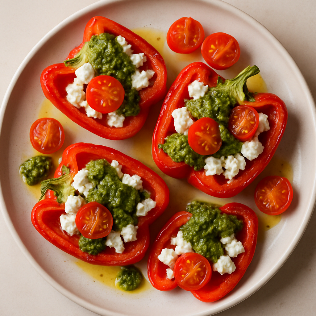Pimientos Rojos Dulces con Queso Feta y Pesto