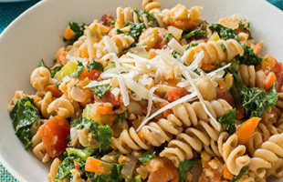 Pasta con Garbanzos, Tomate y Espinaca