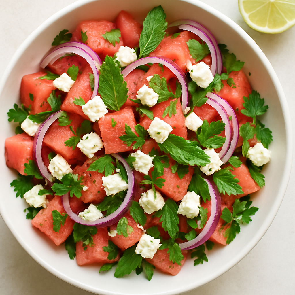 Ensalada de Sandía con Queso Feta y Menta