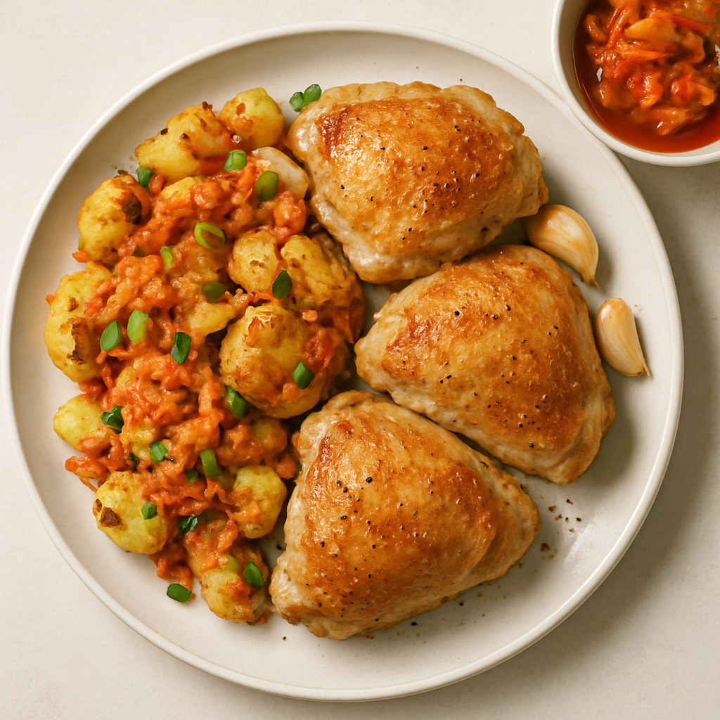 Pollo Asado con Puré de Papas y Kimchi
