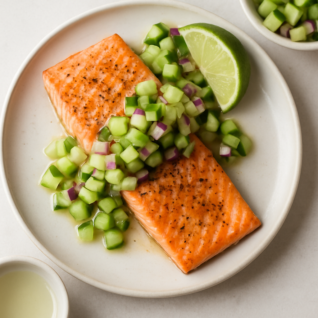 Baked Salmon with Cucumber Relish