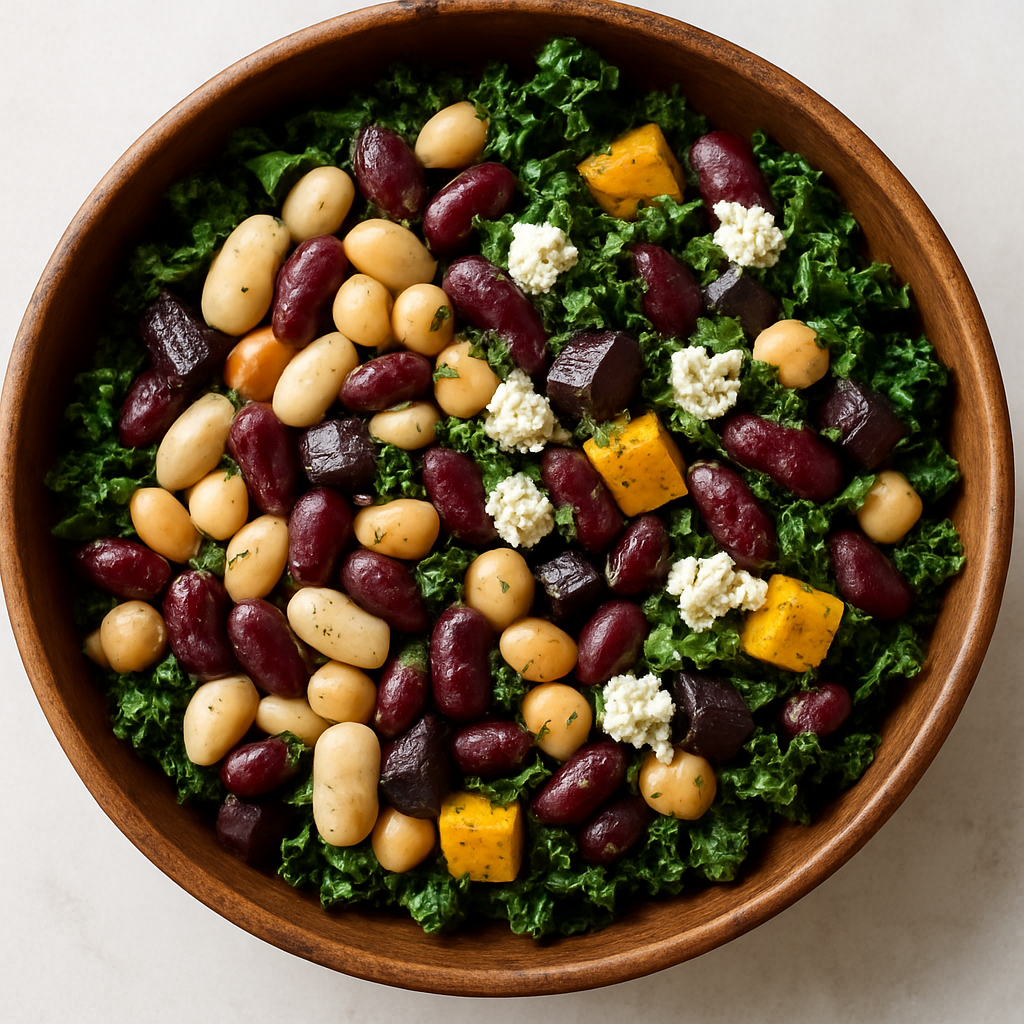 Three Bean Greek Kale Salad