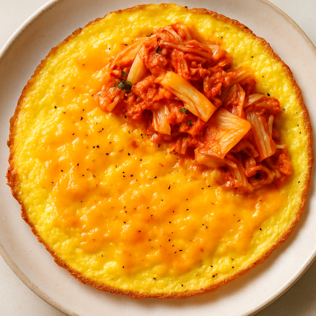 Crispy Kimchi and Cheddar Omelette
