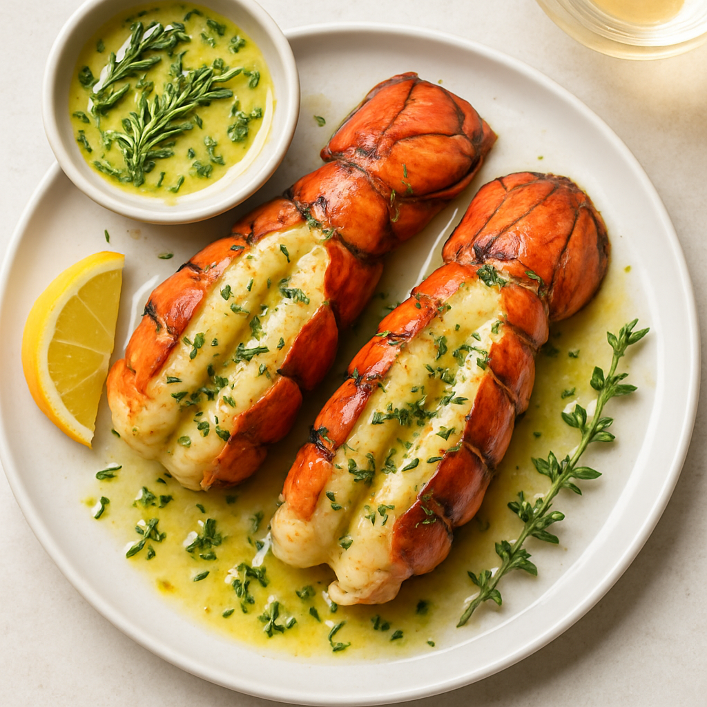 Broiled Lobster Tails in Herb Butter