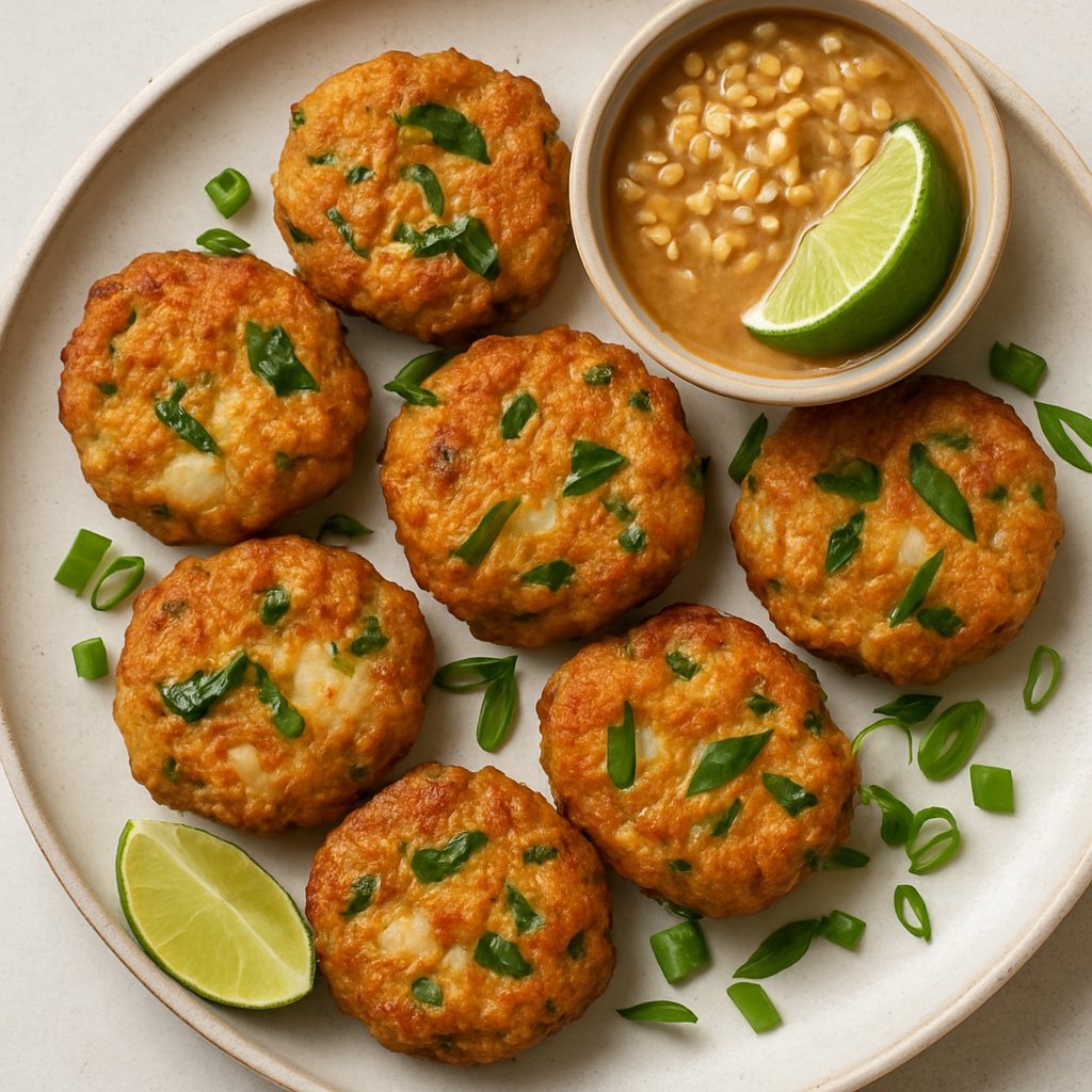 Thai Prawn Cakes with Peanut and Lime Dipping Sauce