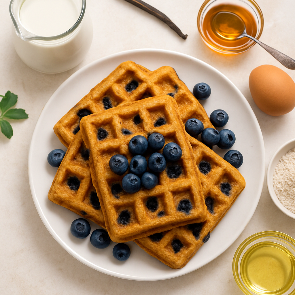Whole Wheat Blueberry Vanilla Waffles
