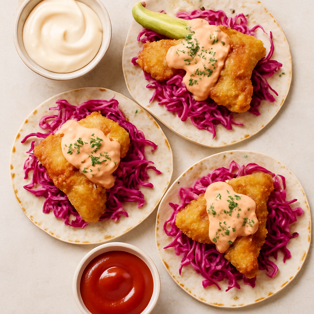 Tacos Reuben de Pescado Frito