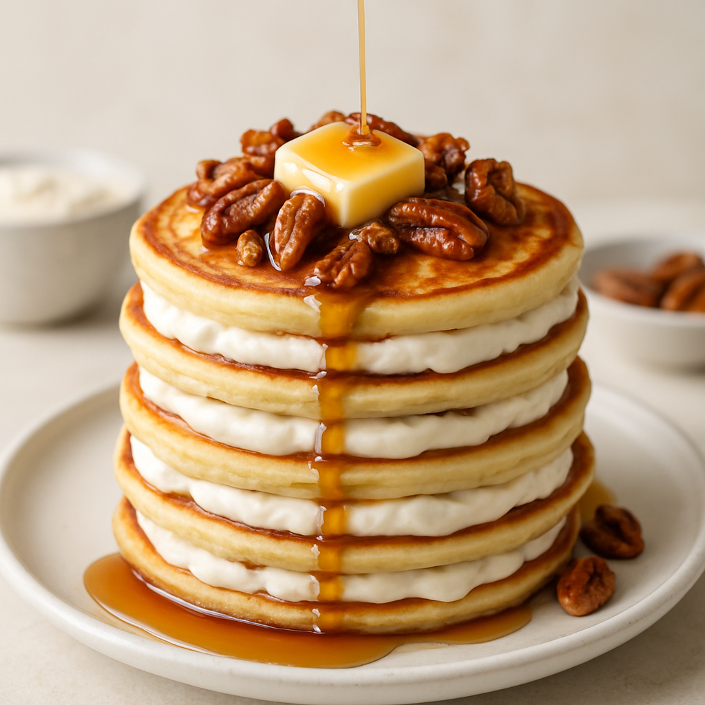 Buttermilk Pancakes with Butter Pecan Cream