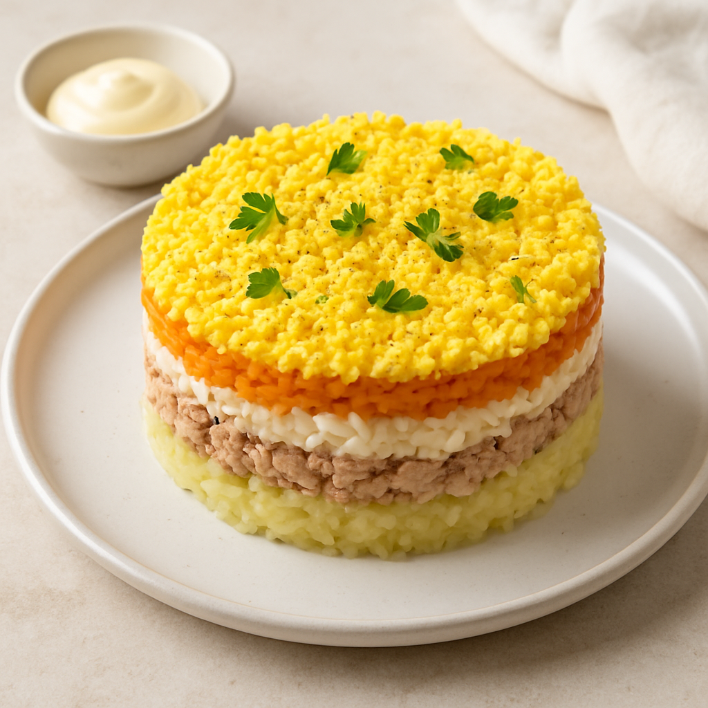 Mimosa Salad (Layered Tuna and Egg Salad)