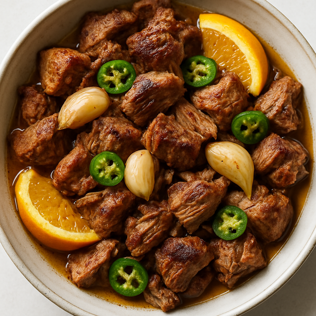 Carnitas de Cerdo con Ajo y Naranja