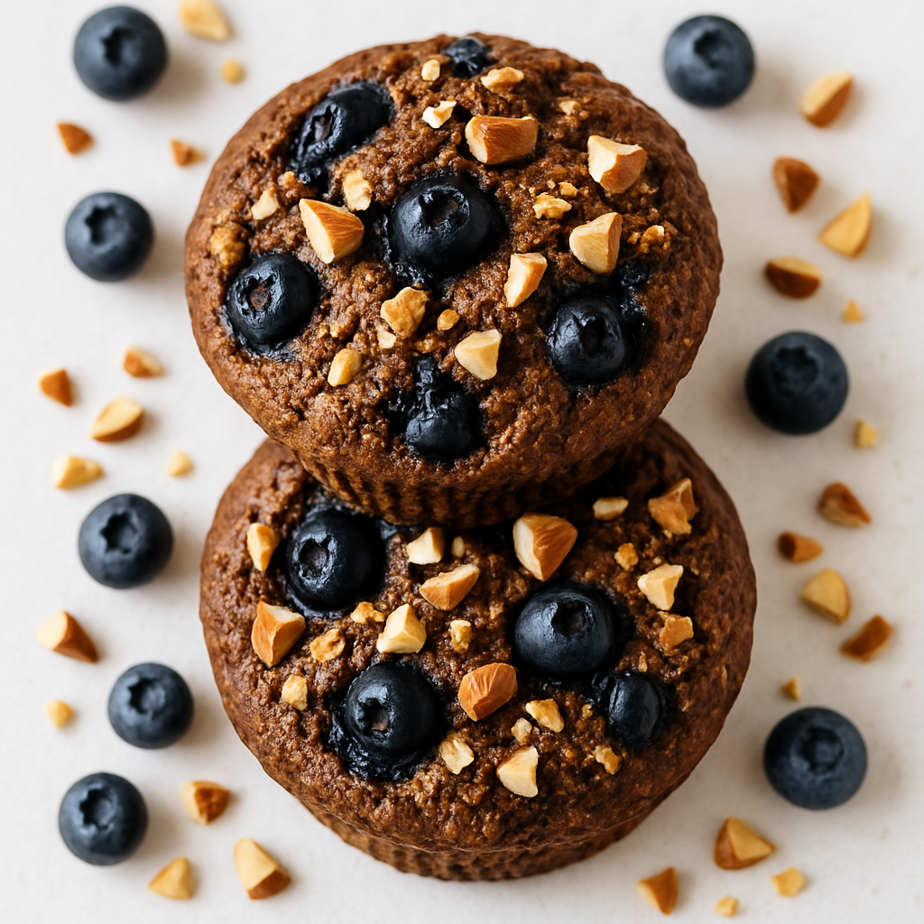 Muffins Crujientes de Arándanos y Nueces Bajos en Grasas