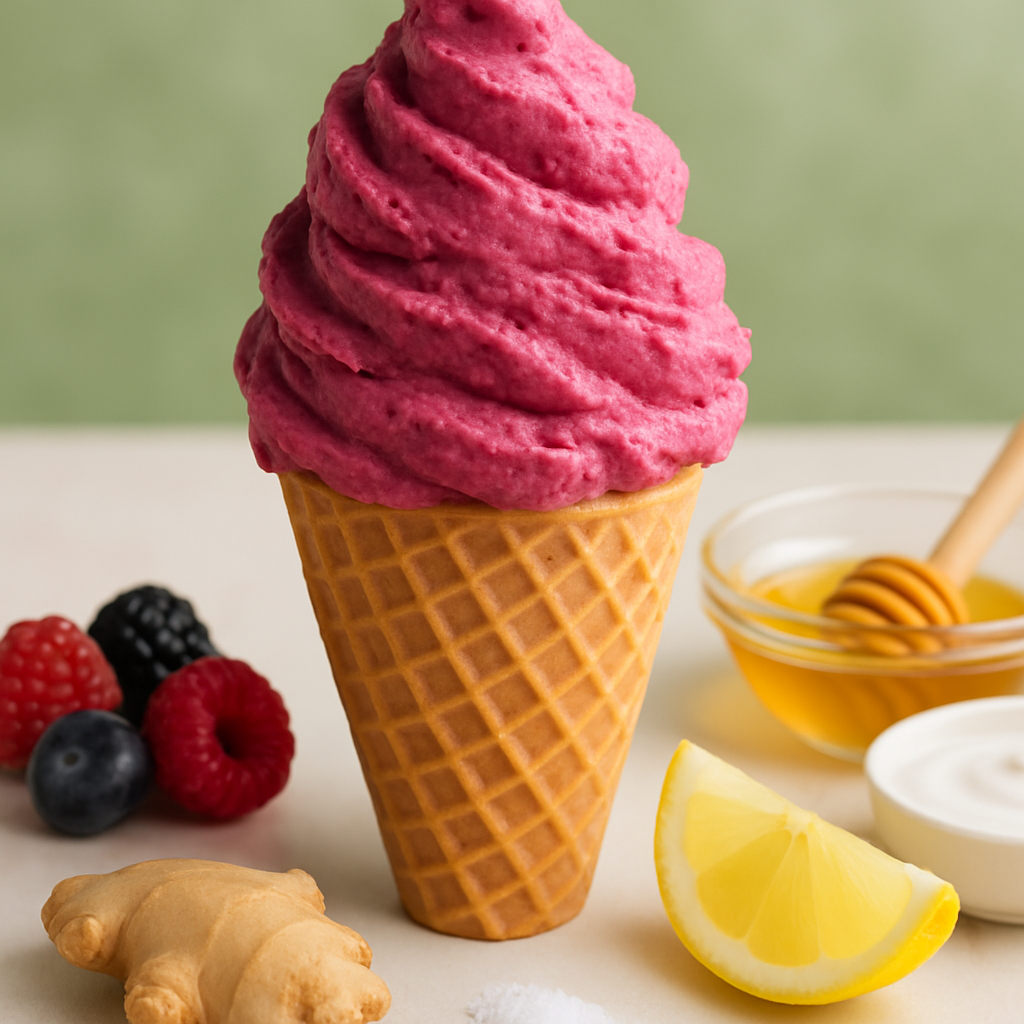 Yogur Congelado de Bayas y Jengibre