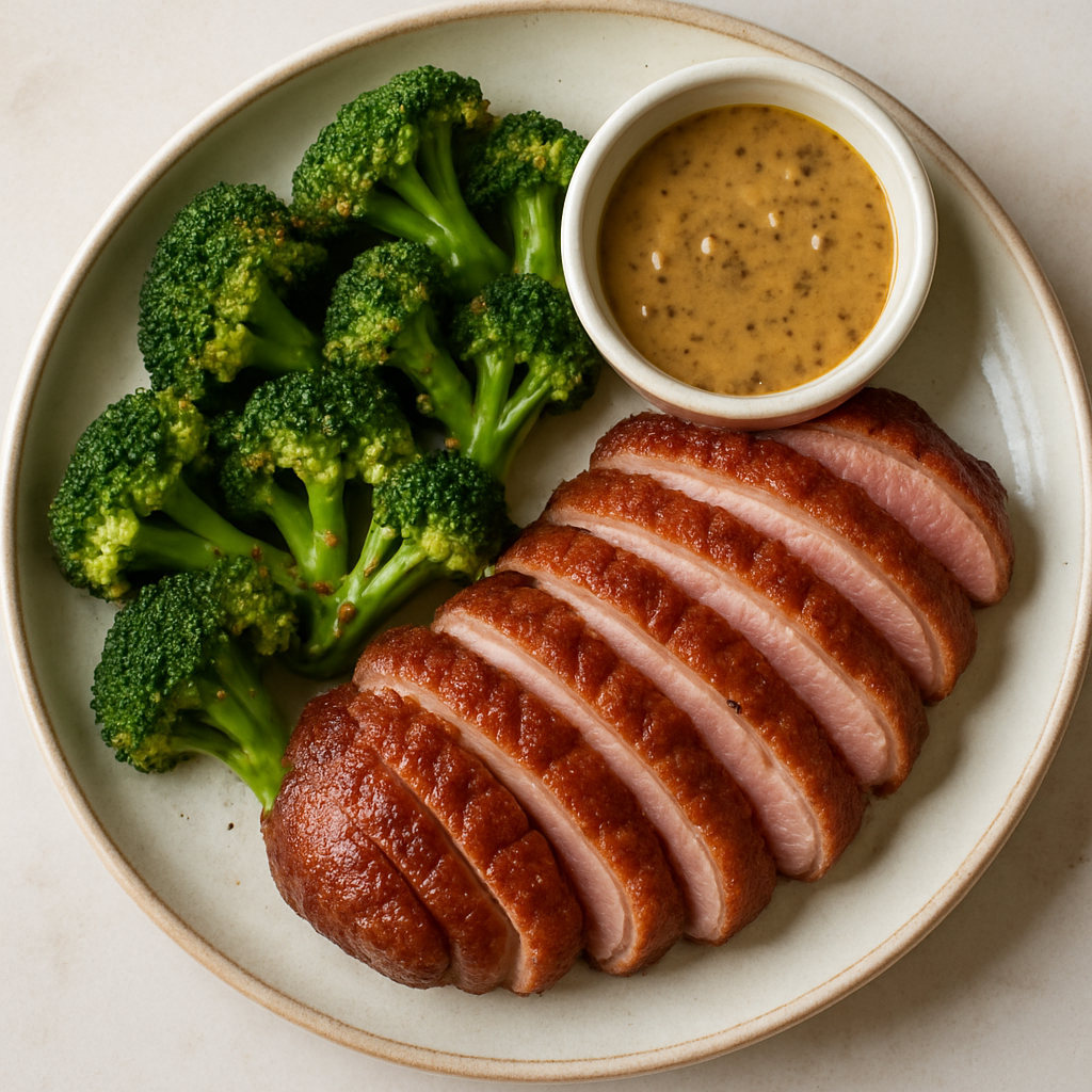 Pechuga de Pato Asada con Brócoli