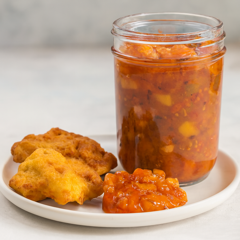 Pakoras de Pescado con Chutney de Durazno