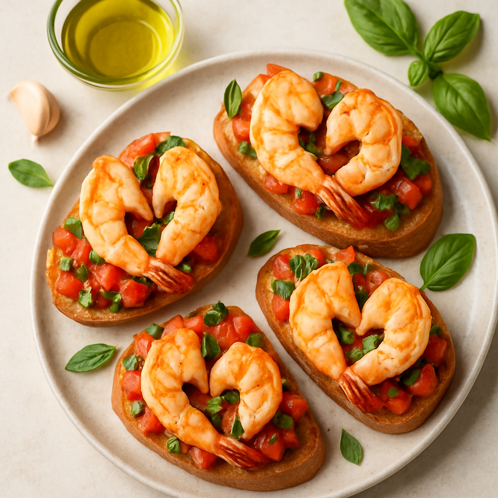 Bruschettas de Camarones Mariposa