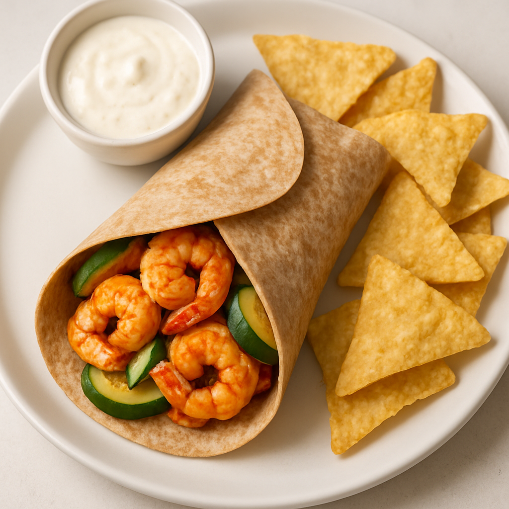 Wrap de Camarones y Calabacín con Ajo