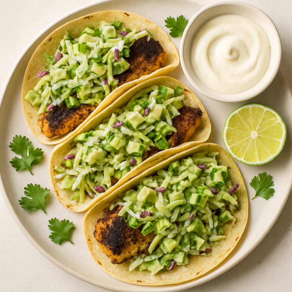 Tacos de Pescado Ahumado con Ensalada de Aguacate