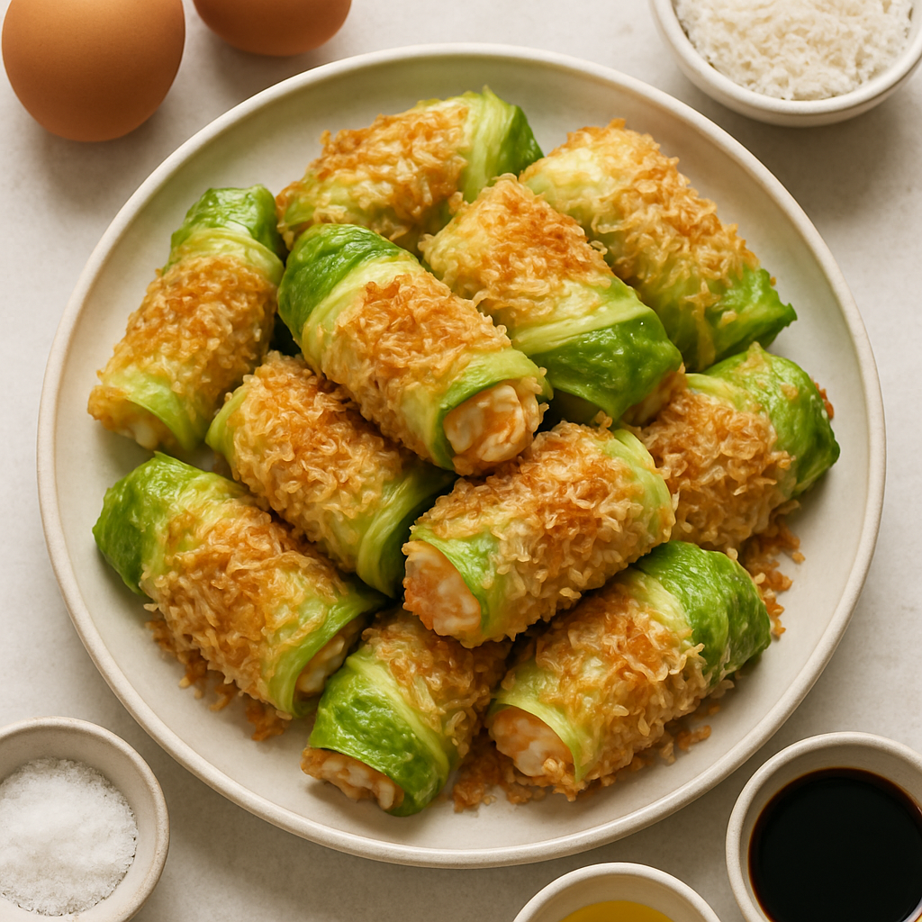 Rollos de Camarones con Repollo y Coco