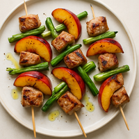 Pork, Nectarine & Scallion Kebabs