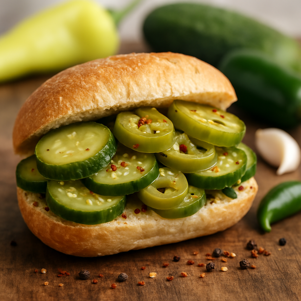 Spicy Pickled Cucumbers and Peppers