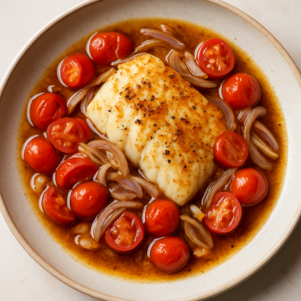 Brown Butter Cod with Tomatoes and Shallots
