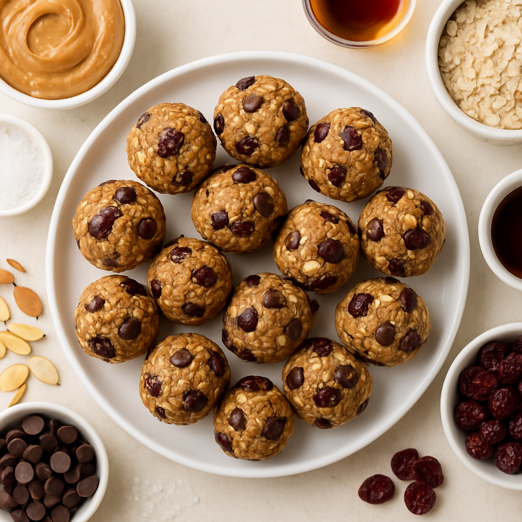 Bolas de Energía de Chocolate, Arándano Rojo y Almendra